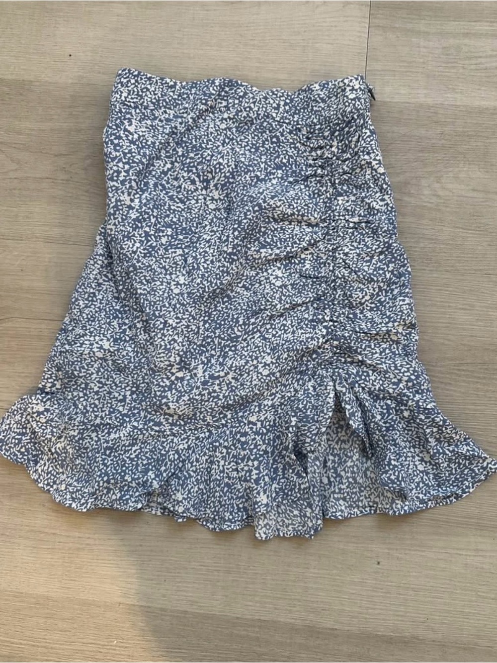 Dynamite Light Blue Floral Ruffle Mini Skirt
